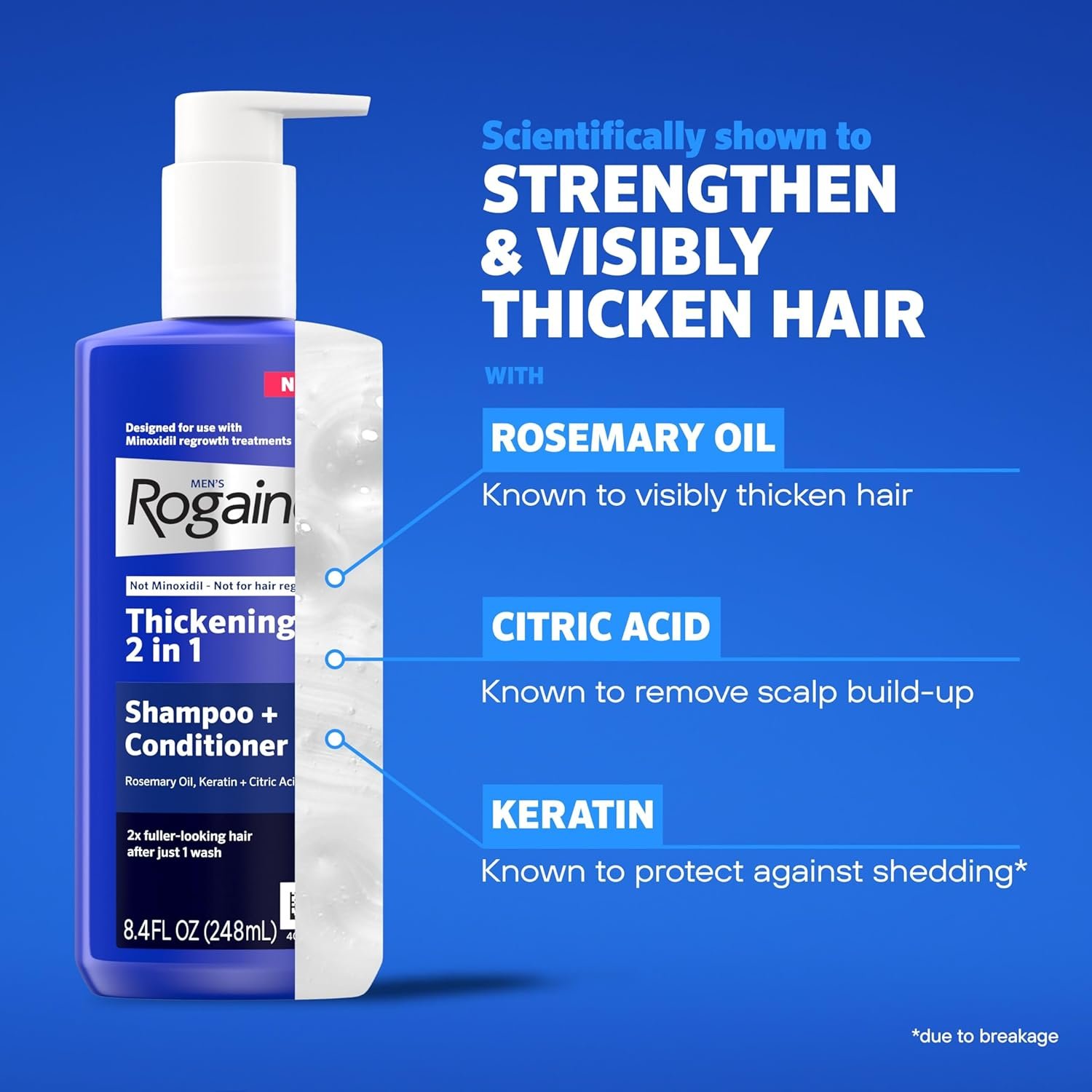Men’s Rogaine Thickening 2 in 1 Shampoo + Conditioner – 248ml