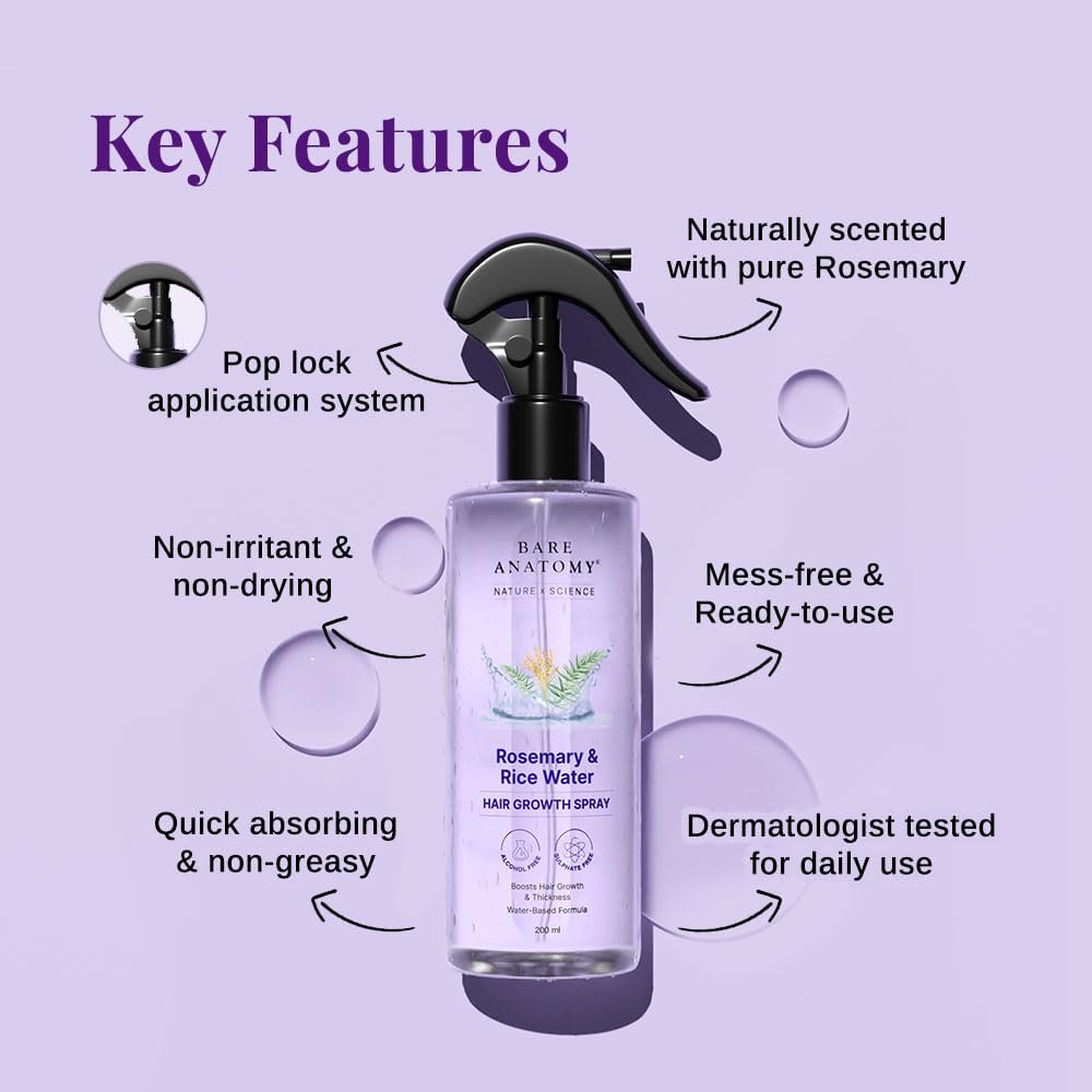 Bare Anatomy Rosemary Rice Water Hair Spray – 200ml
